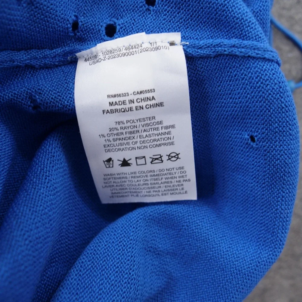 Nike Tech Pack Sweater Mens Medium Blue Crew Neck Distressed Graphic Casual